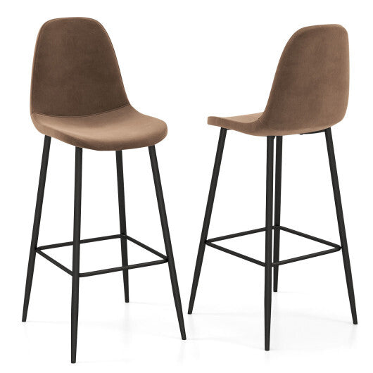 29.5 Inches High Back Bar Stools Set of 2-Brown