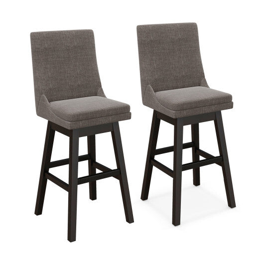 Set of 2 360? Swivel Bar Stool with Rubber Wood Legs Footrest