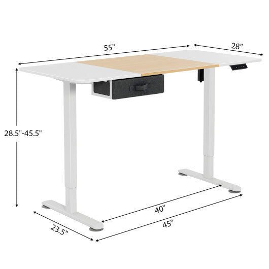 Height Adjustable Electric Standing Desk with USB Charging Port-Natural - Color: Natural - Minihomy