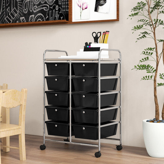 10-Drawer Rolling Storage Cart-Black - Minihomy