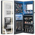 42.5 Inches Lockable Jewelry Mirror Wall Cabinet with 3-Color LED Lights-Black - Minihomy