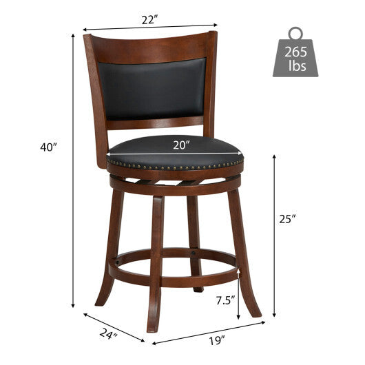 Swivel Bar Stools Set of 2 with 20 Inch Wider Cushioned Seat-Brown
