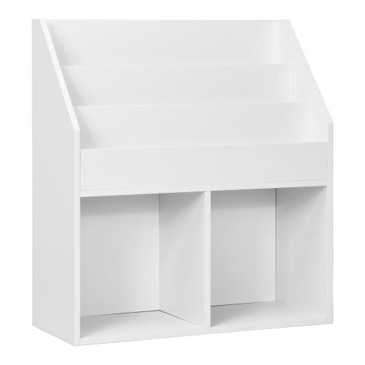 Kids Wooden Bookshelf Bookcase Children Toy Storage Cabinet Organizer White - Color: White