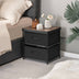 2-Drawer Nightstand with Removable Fabric Bins and Pull Handles-Black - Minihomy