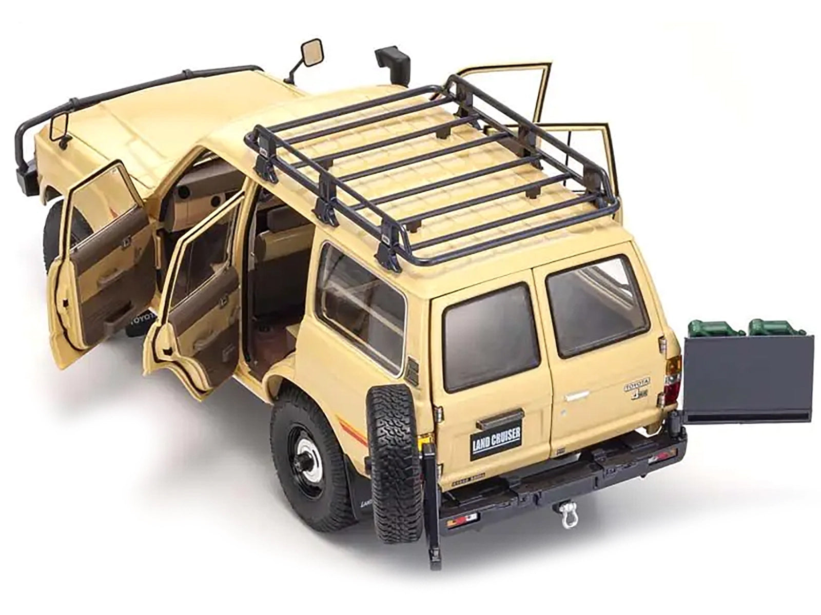 Toyota Land Cruiser 60 RHD (Right Hand Drive) Beige with Stripes and Roof Rack with Accessories 1/18 Diecast Model Car by Kyosho