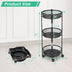 3-Tier Rotating 1-Second folding Storage Rack Metal-Round - Minihomy