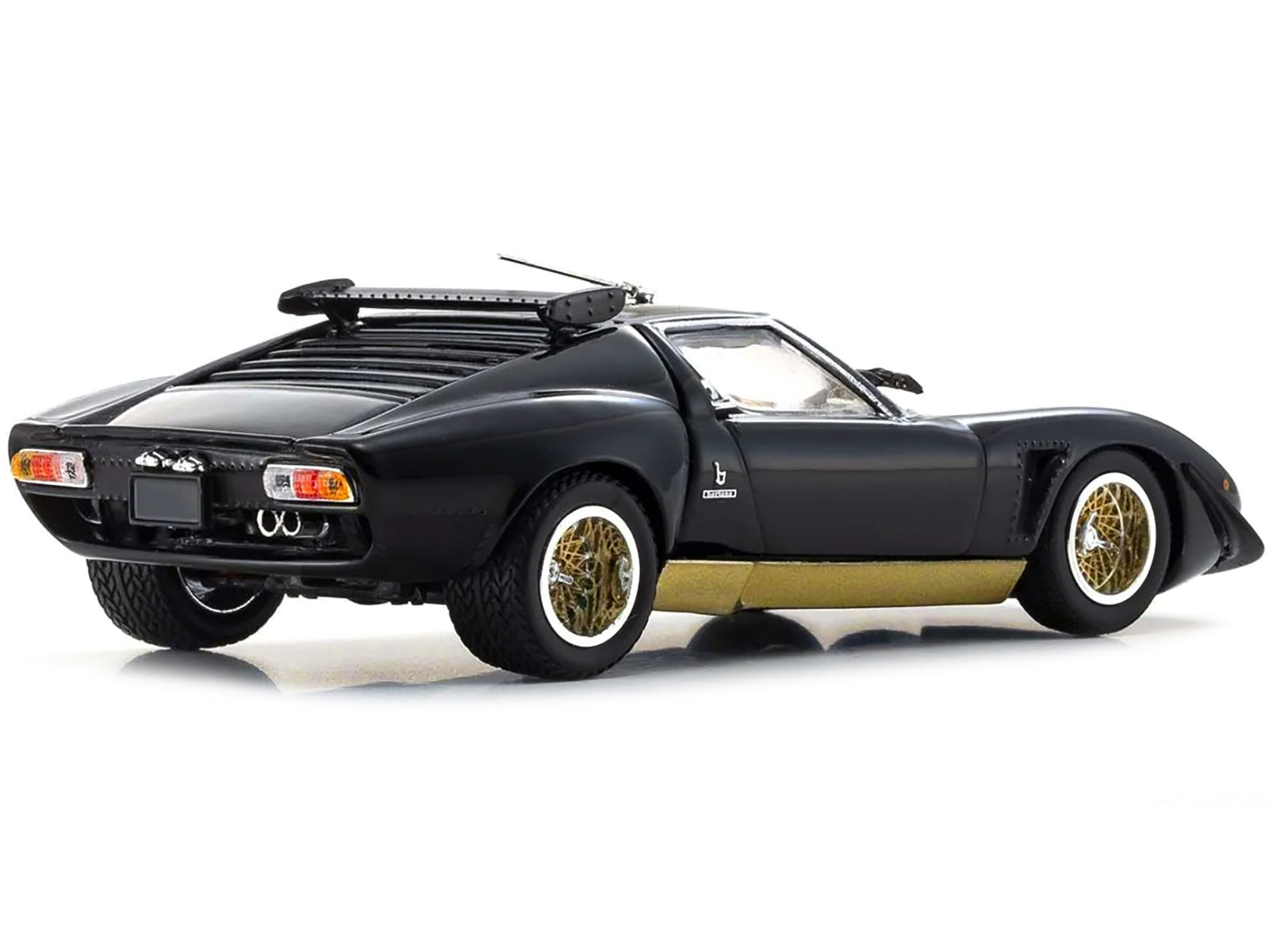 Lamborghini Miura SVR Black with Gold Accents and Wheels 1/43 Diecast Model Car by Kyosho - Minihomy