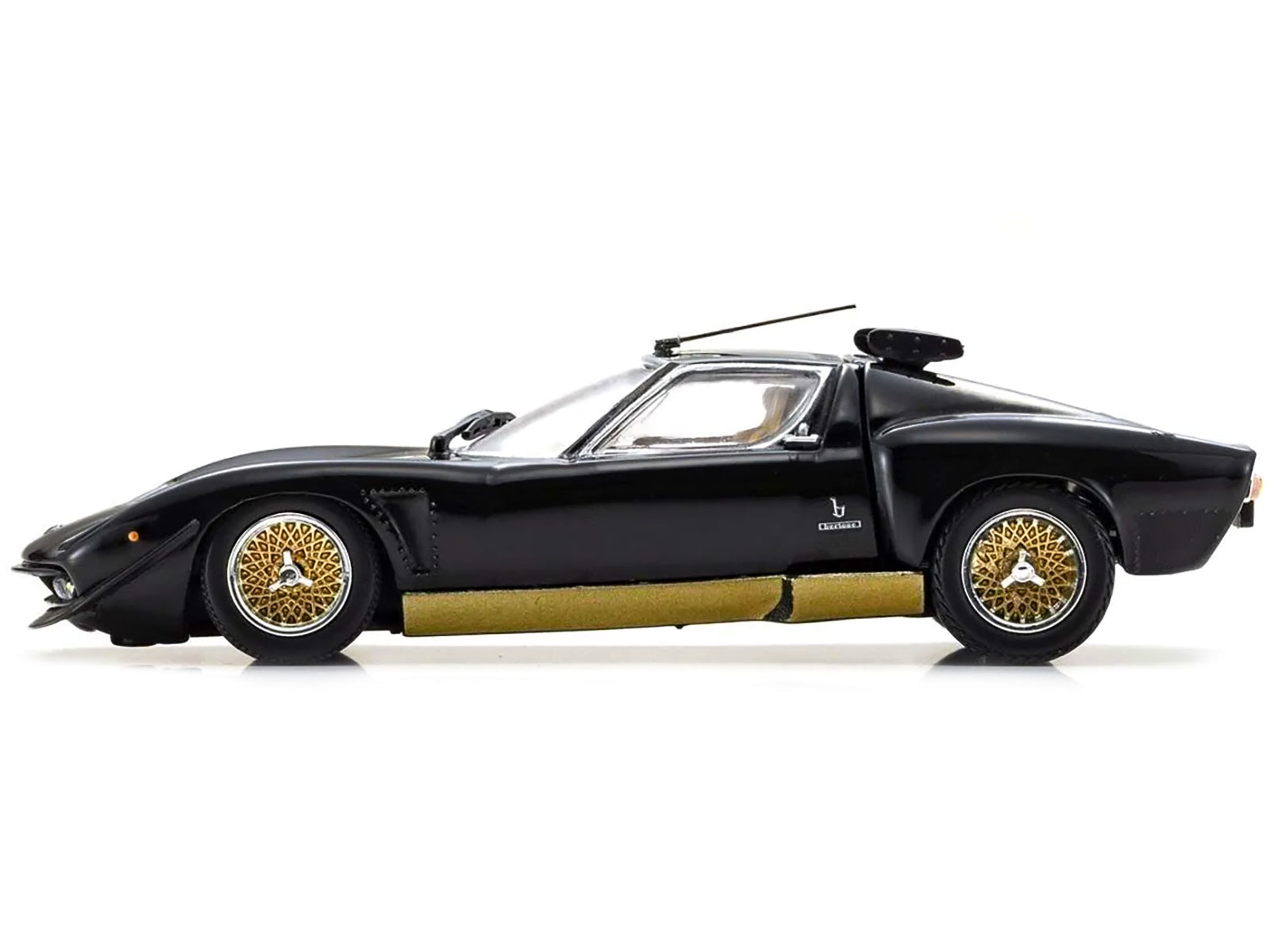 Lamborghini Miura SVR Black with Gold Accents and Wheels 1/43 Diecast Model Car by Kyosho - Minihomy