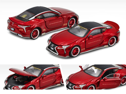 Lexus LC500 LB Works RHD (Right Hand Drive) Red Metallic with Carbon Top and Graphics Limited Edition to 1200 pieces 1/64 Diecast Model Car by Era Car
