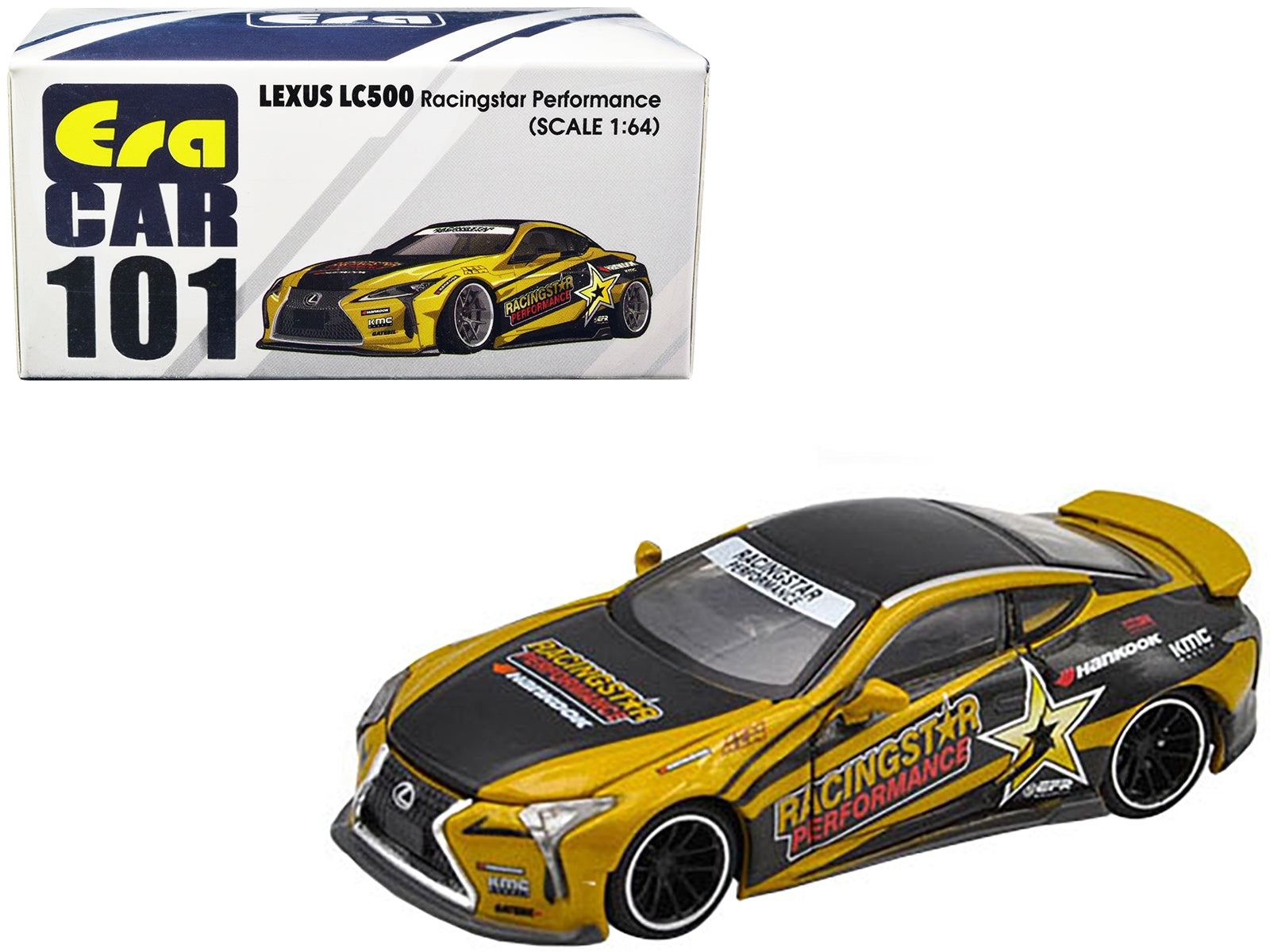 Lexus LC500 RHD (Right Hand Drive) Black and Gold "Racingstar Performance" 1/64 Diecast Model Car by Era Car - Minihomy