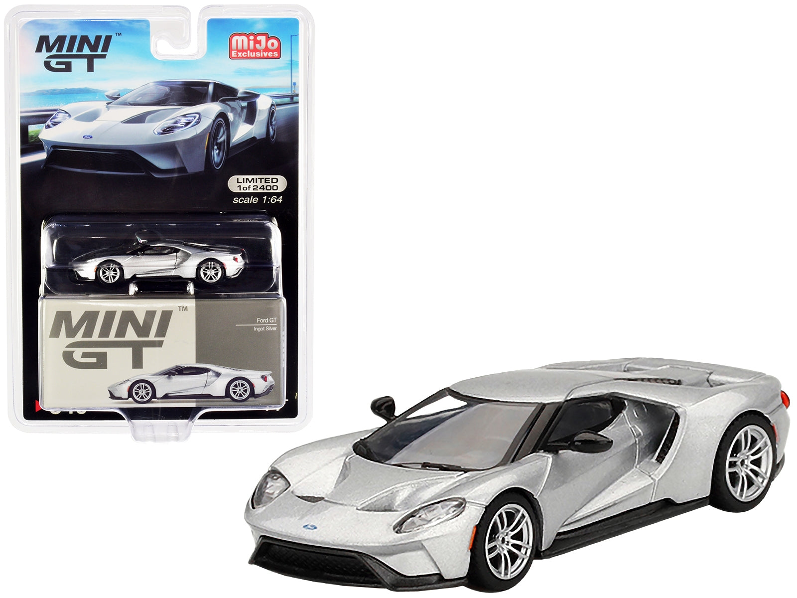 Ford GT Ingot Silver Metallic Limited Edition to 2400 pieces Worldwide 1/64 Diecast Model Car by True Scale Miniatures - Minihomy