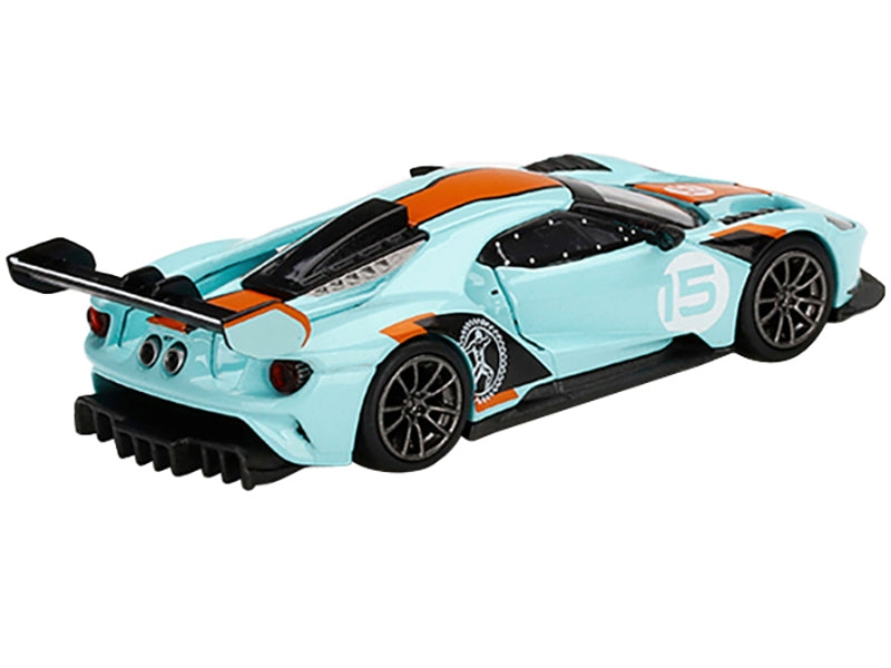 Ford GT MK II #002 #15 Light Blue with Orange Stripes Limited Edition to 6000 pieces Worldwide 1/64 Diecast Model Car by True Scale Miniatures - Minihomy