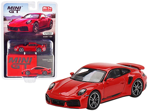 Porsche 911 Turbo S Guards Red with Black Stripes Limited Edition to 3000 pieces Worldwide 1/64 Diecast Model Car by True Scale Miniatures
