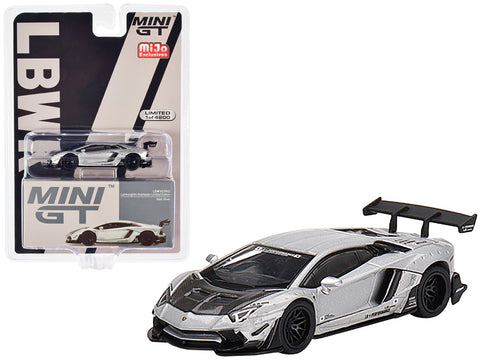 Lamborghini Aventador LB WORKS Matt Silver with Carbon Hood Limited Edition to 4800 pieces Worldwide 1/64 Diecast Model Car by True Scale Miniatures