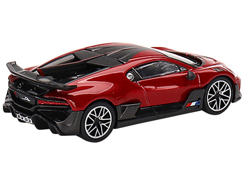 Bugatti Divo Red Metallic and Carbon Limited Edition to 3600 pieces Worldwide 1/64 Diecast Model Car by True Scale Miniatures