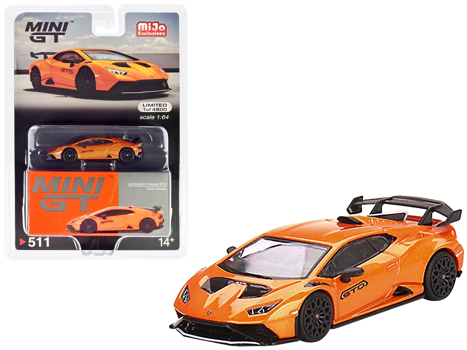 Lamborghini Huracan STO Arancio Borealis Orange Metallic Limited Edition to 4800 pieces Worldwide 1/64 Diecast Model Car by True Scale Miniatures - Minihomy