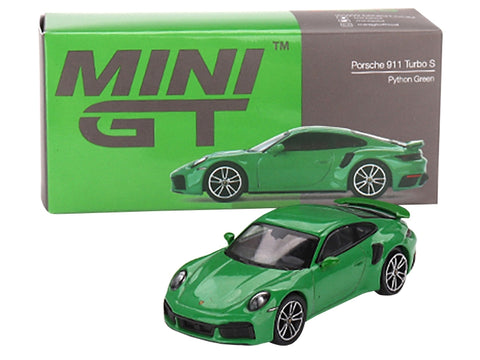 Porsche 911 Turbo S Python Green Limited Edition to 3000 pieces Worldwide 1/64 Diecast Model Car by True Scale Miniatures