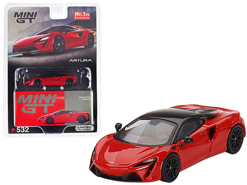 McLaren Artura Vermillion Red with Black Top Limited Edition to 2400 pieces Worldwide 1/64 Diecast Model Car by True Scale Miniatures