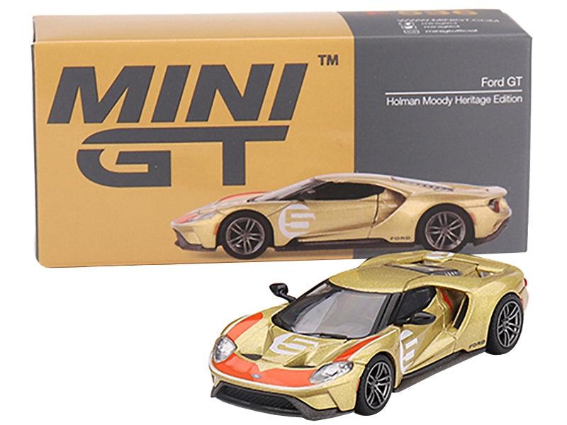 Ford GT #5 "Holman Moody Heritage Edition" Gold Metallic with Red Accents - Minihomy