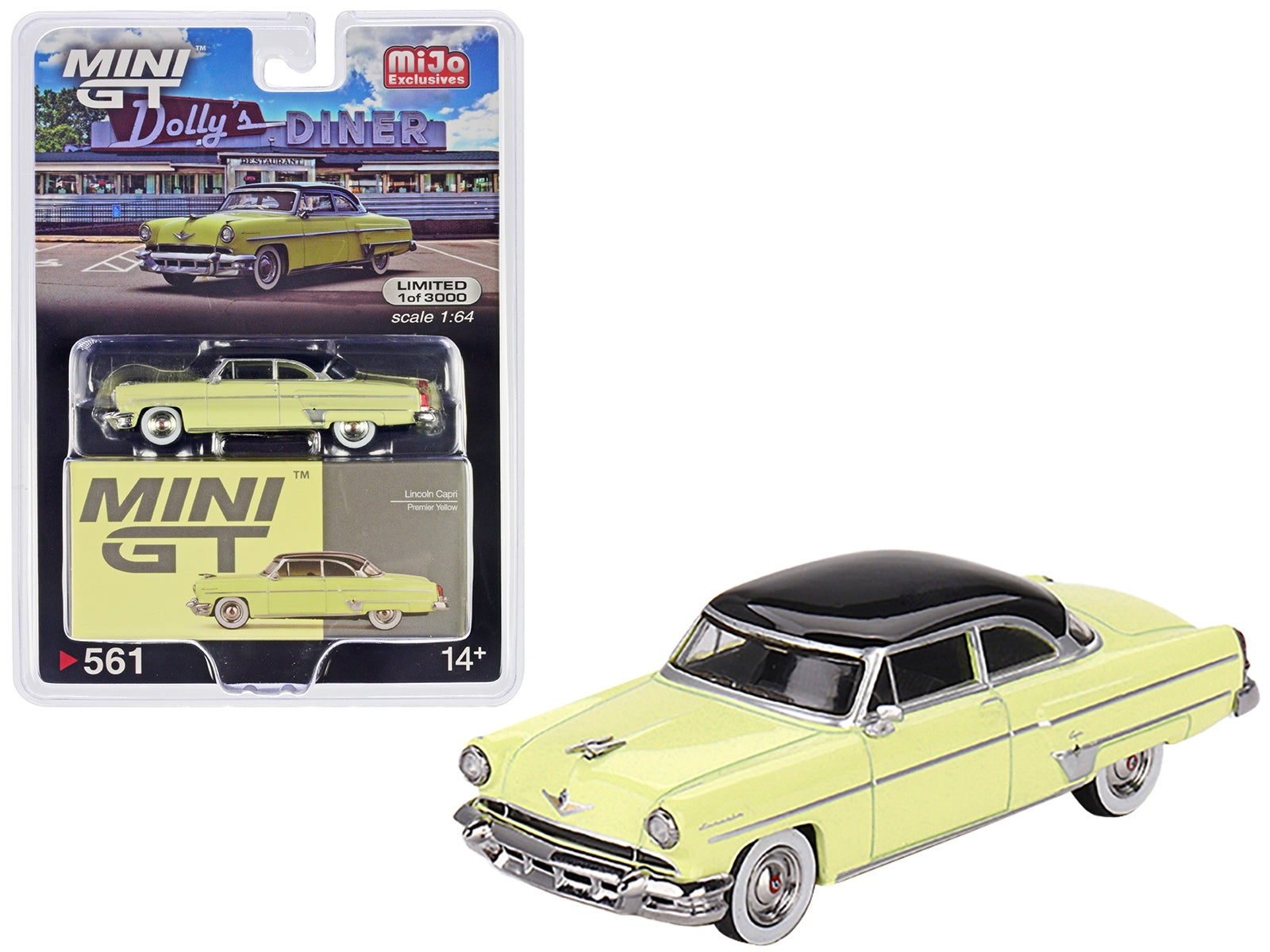 1954 Lincoln Capri Premier Yellow with Black Top Limited Edition to 3000 pieces Worldwide 1/64 Diecast Model Car by True Scale Miniatures - Minihomy