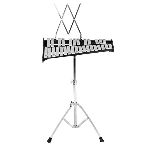 30 Notes Percussion with Practice Pad Mallets Sticks Stand - Color: Black