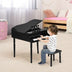 30-Key Wood Toy Kids Grand Piano with Bench & Music Rack-Black - Color: Black - Minihomy