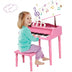 30-Key Wood Toy Kids Grand Piano with Bench & Music Rack-Pink - Color: Pink - Minihomy