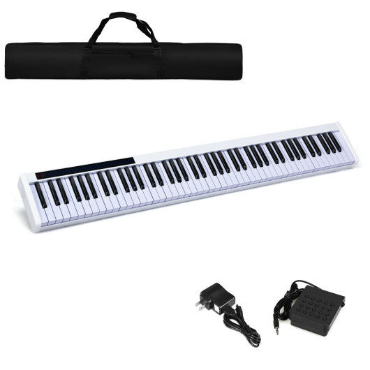 88-Key Portable Electronic Piano with Voice Function-White - Color: White - Minihomy