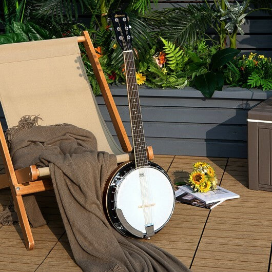 39 Inch Sonart Full Size 6 string 24 Bracket Professional Banjo Instrument with Open Back - Minihomy