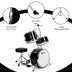 5 Pieces Junior Drum Set with 5 Drums-Black - Color: Black - Minihomy