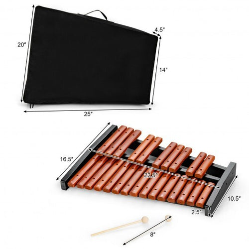 25 Notes Xylophone Wooden Percussion Educational Instrument with 2 Mallets - Color: Black