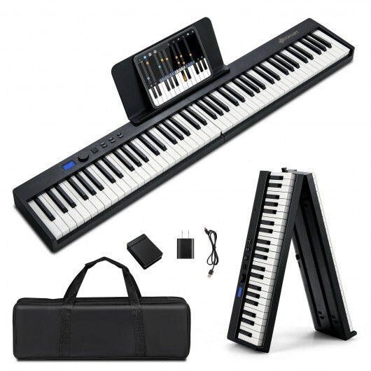 88-Key Foldable Digital Piano with MIDI and Wireless BT-Black - Color: Black - Minihomy