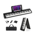 61-Key Folding Piano Keyboard with Full Size Keys and Music Stand-Black - Minihomy