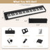 61-Key Folding Piano Keyboard with Full Size Keys and Music Stand-Black - Minihomy