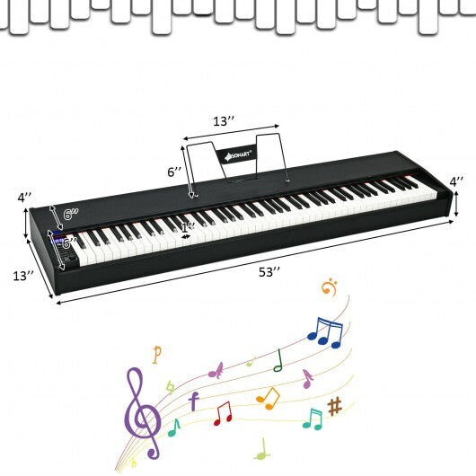 88-Key Full Size Digital Piano Weighted Keyboard with Sustain Pedal-Black - Color: Black - Minihomy