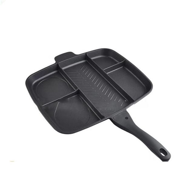 Five-in-one multi-separated flat bottom frying pan