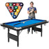 6 Feet Foldable Billiard Pool Table with Complete Set of Balls-Blue - Minihomy