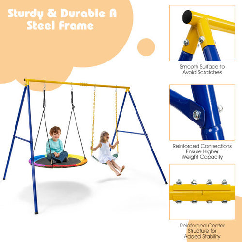 660 LBS Extra-Large A-Shaped Swing Stand with Anti-Slip Footpads (Without Seat)-Yellow
