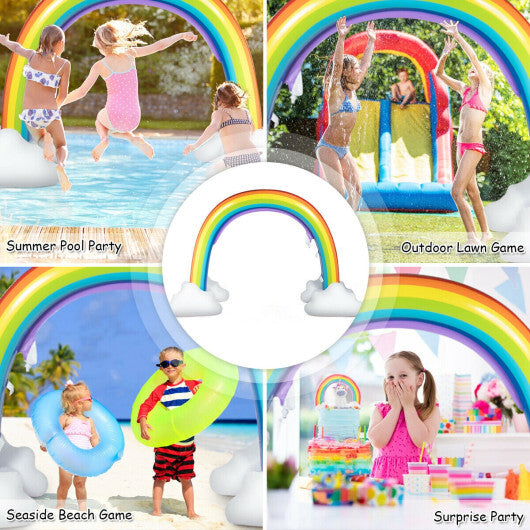 Inflatable Rainbow Sprinkler Backyard Games Outside Water Toy Yard - Color: Multicolor - Minihomy