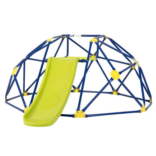 Kids Climbing Dome with Slide and Fabric Cushion for Garden Yard-Green - Color: Green
