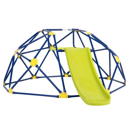 Kids Climbing Dome with Slide and Fabric Cushion for Garden Yard-Blue - Color: Multicolor