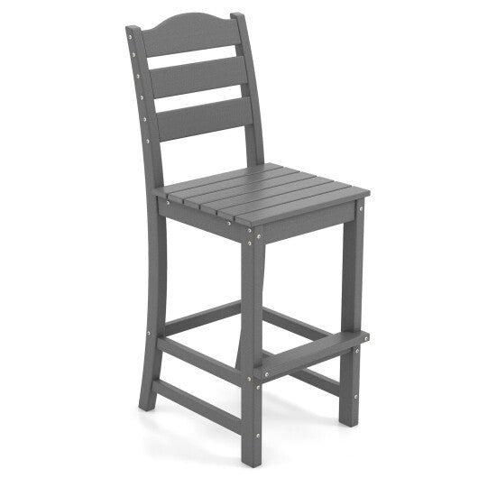 30 Inches Counter Height HDPE Bar Stool with Backrest and Footrest-Gray - Minihomy