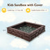 2-In-1 HDPE Kids Sandbox with Cover and Bottom Liner-Brown - Minihomy