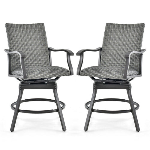 2 Pieces Patio Swivel Bar Chair Set with 4D Air Fiber Cushion