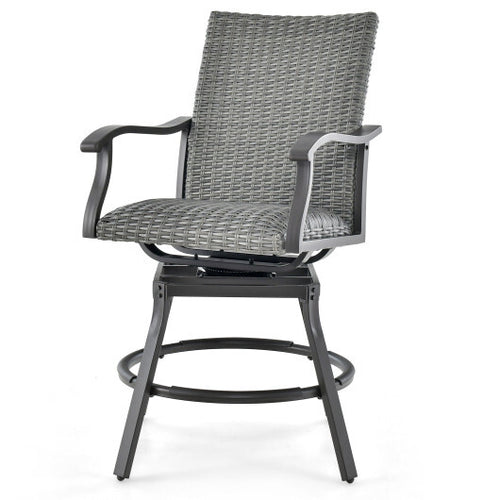 2 Pieces Patio Swivel Bar Chair Set with 4D Air Fiber Cushion