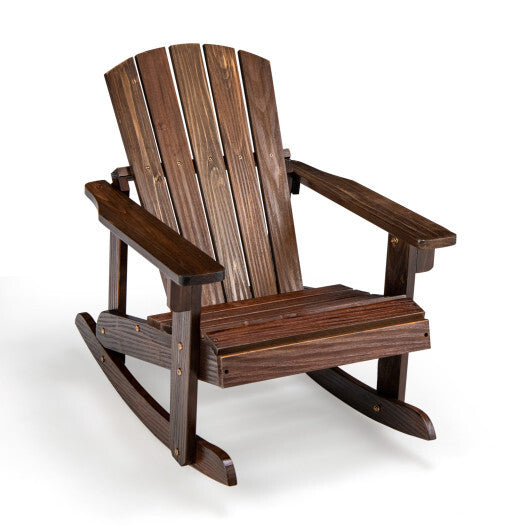 Outdoor Wooden Kid Adirondack Rocking Chair with Slatted Seat-White - Minihomy