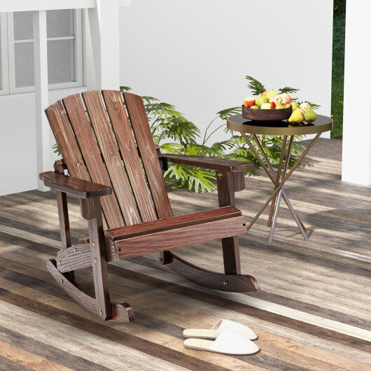 Outdoor Wooden Kid Adirondack Rocking Chair with Slatted Seat-White - Minihomy