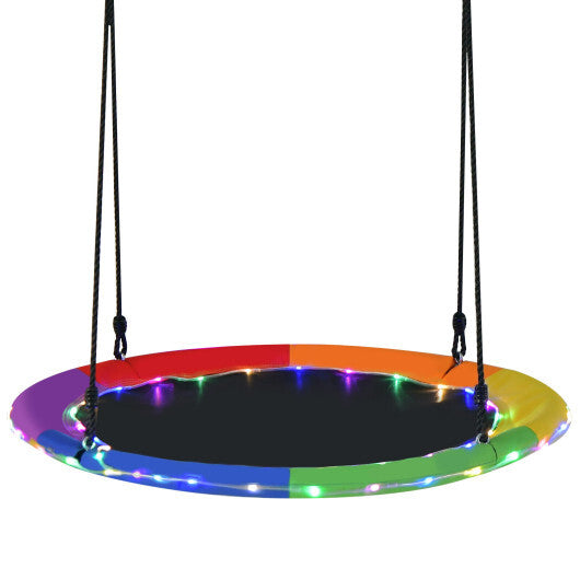 40 Inches Saucer Tree Swing for Kids and Adults-Multicolor - Minihomy