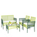 4 Piece Patio Round Wicker Conversation Set - Minihomy