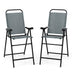 Patio Folding Bar Stool Set of 2 with Metal Frame and Footrest-Blue - Minihomy